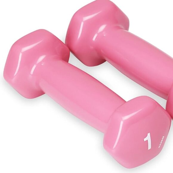Pink 1lb Soft Dumbbells Set Hand Weights for Seniors Light Home Exercise Weights - Picture 4 of 6